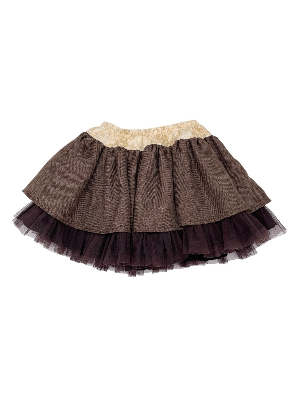 Persnickety Girls Brown Lilly Skirt Tweed Tulle Layered Size 5 Years Cottagecore